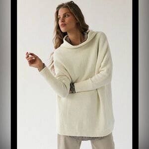 Free People Ottoman Tunic Sweater White Cream Oversized